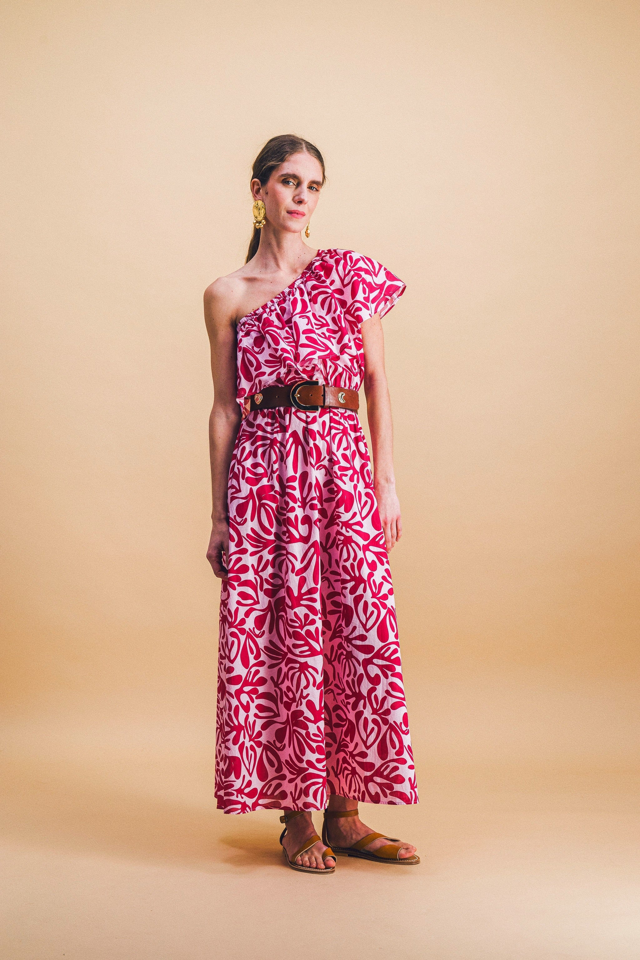 Vestido largo con aberturas Celeste