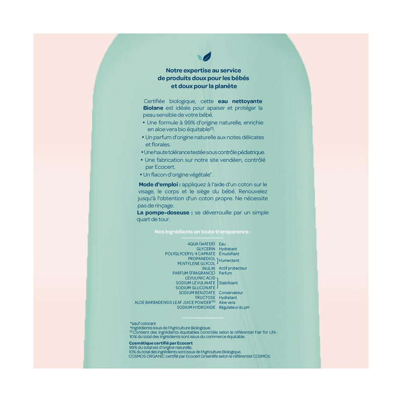 Agua limpiadora orgánica certificada