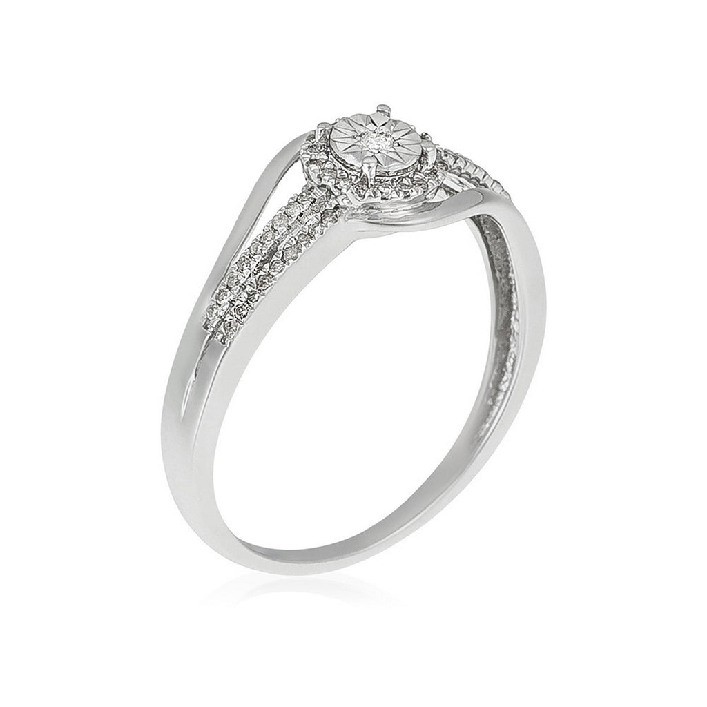 Bague "Elue De Ton Cœur" Diamants 0,12/56 - Or Blanc 375/1000
