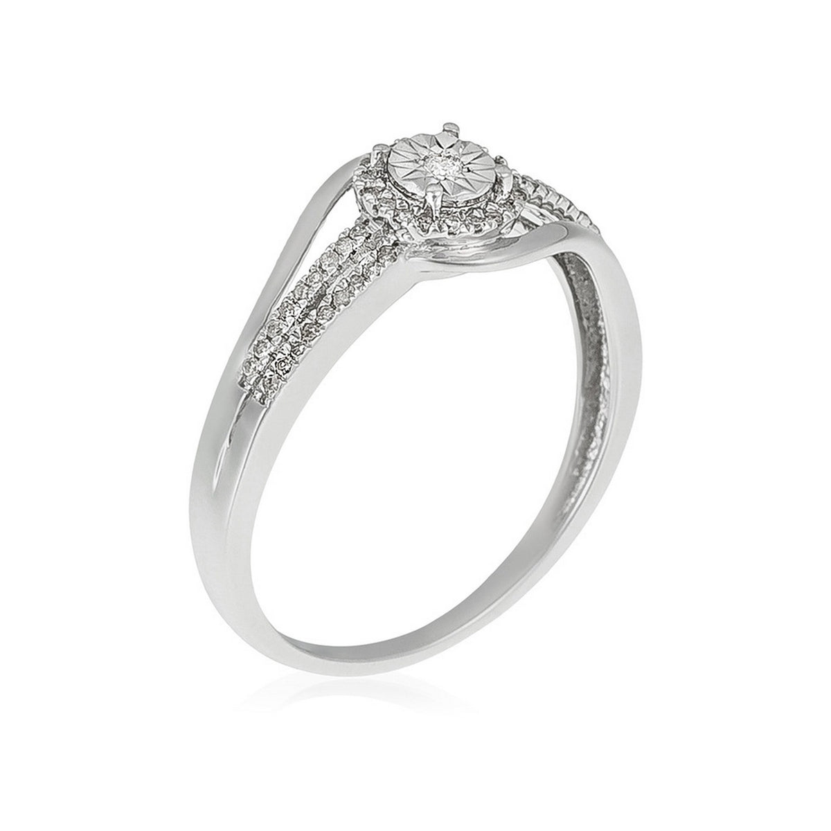 Bague "Elue De Ton Cœur" Diamants 0,12/56 - Or Blanc 375/1000