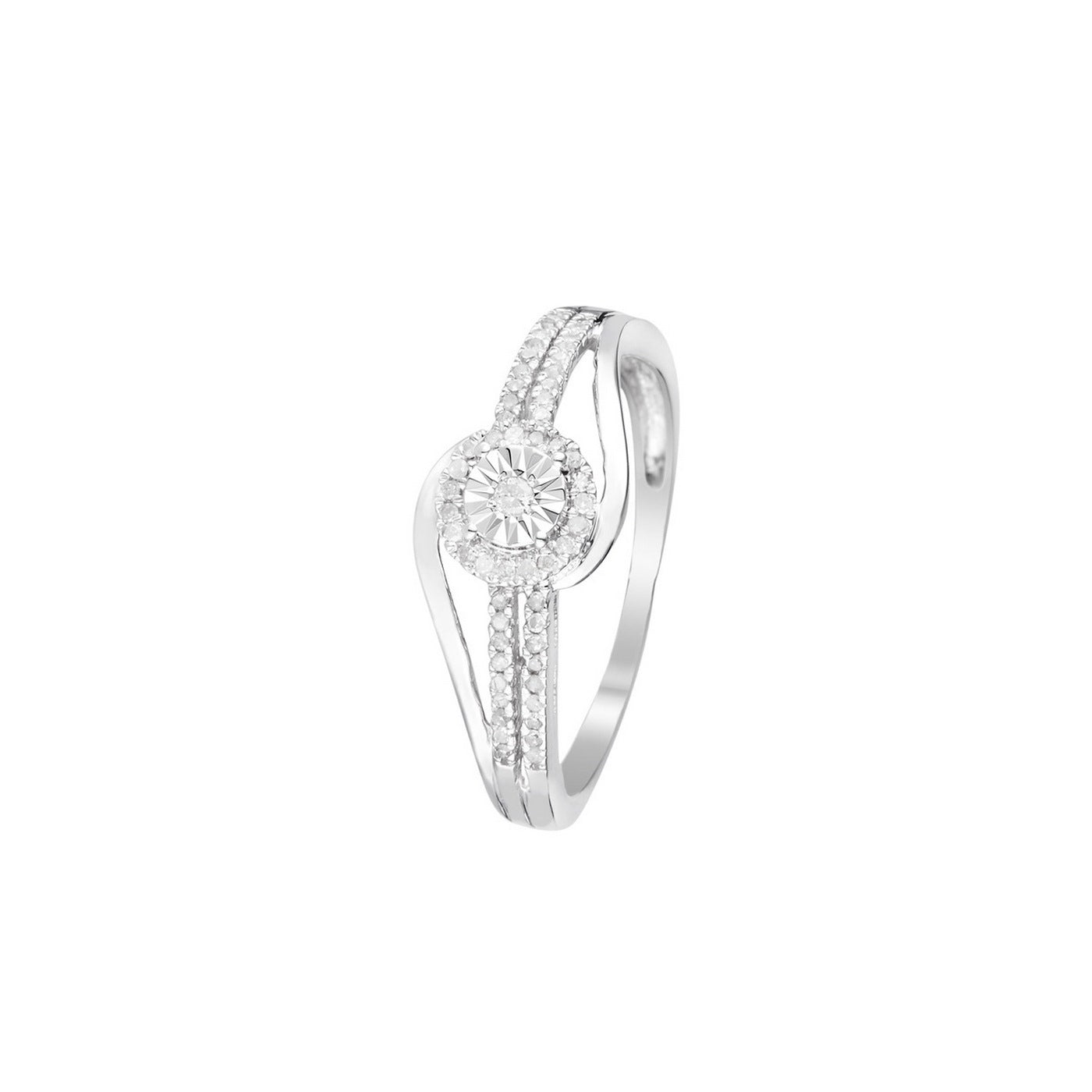 Bague "Elue De Ton Cœur" Diamants 0,12/56 - Or Blanc 375/1000