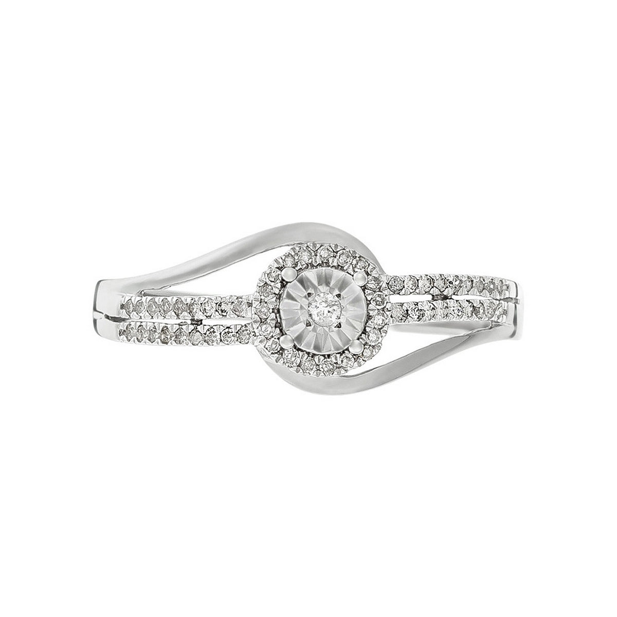 Bague "Elue De Ton Cœur" Diamants 0,12/56 - Or Blanc 375/1000