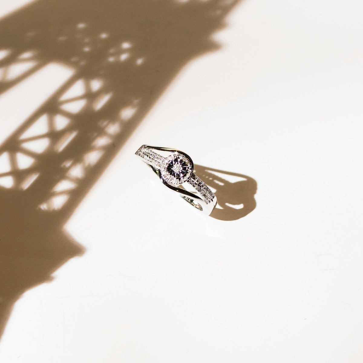 Bague "Elue De Ton Cœur" Diamants 0,12/56 - Or Blanc 375/1000