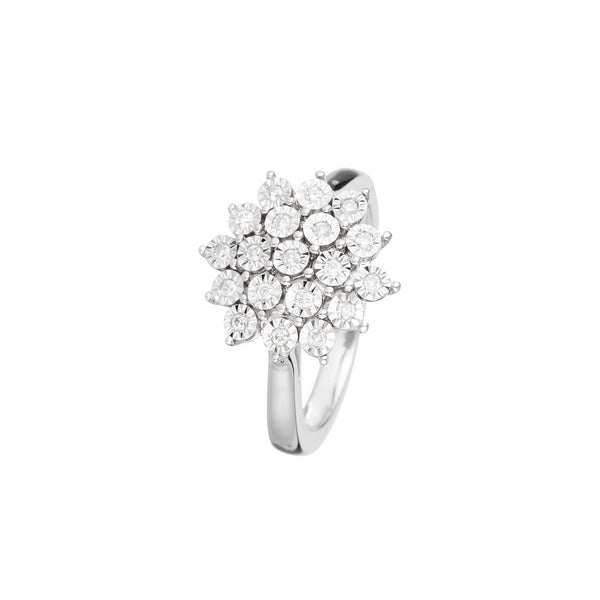Bague "Bouquet De Lumière" D0,14/19 - Or Blanc 375/1000