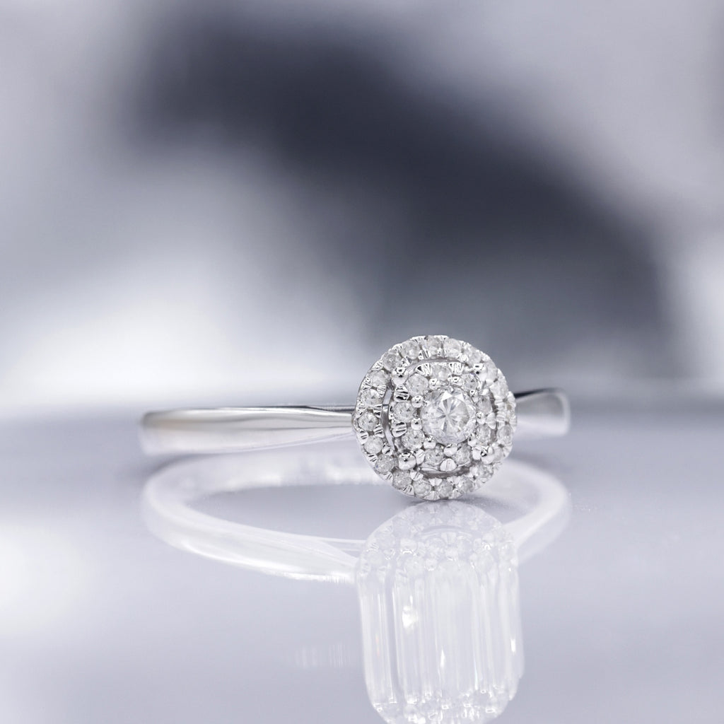 Anillo "Chamade" Diamantes 0.21/32 - Oro blanco 375/1000