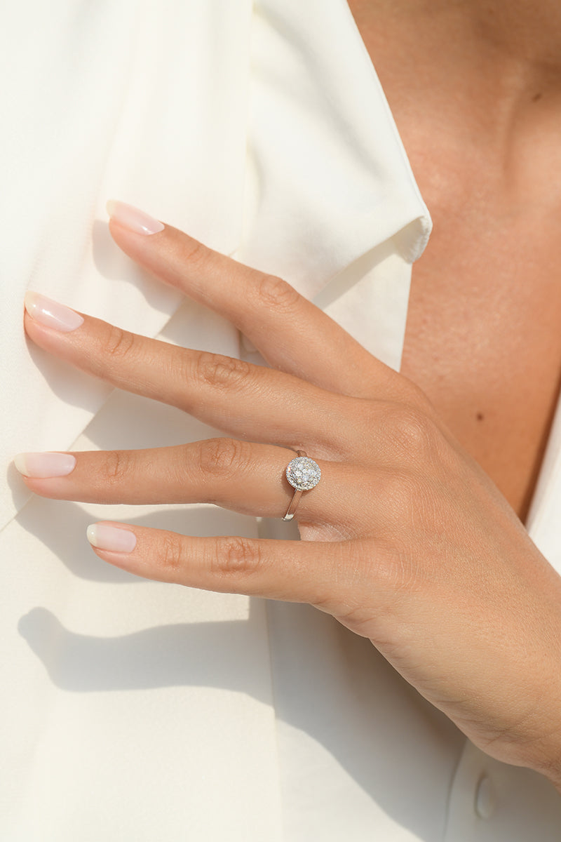 Anillo "Chamade" Diamantes 0.21/32 - Oro blanco 375/1000