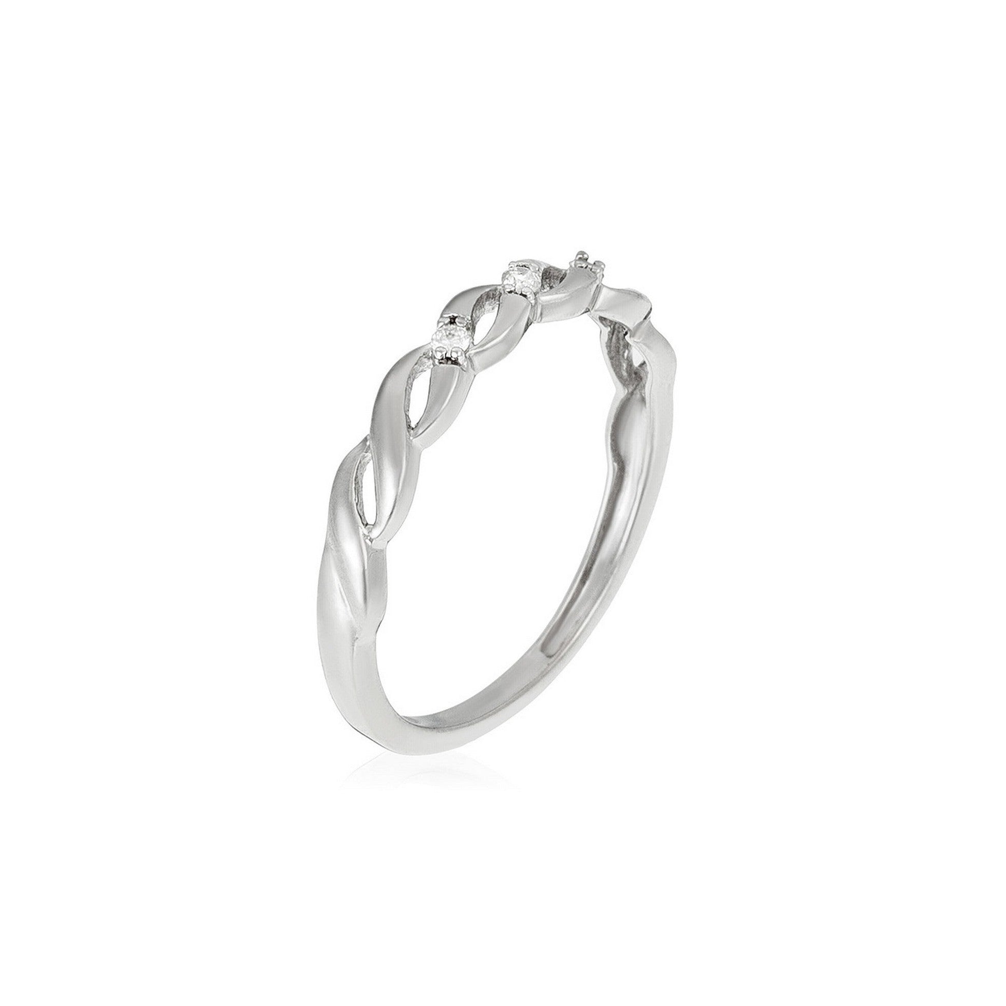 Anillo de diamantes "Beautiful Twist" 0.03/3 - Oro blanco 375/1000