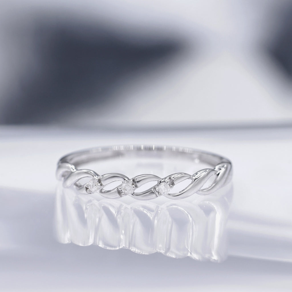 Bague "Beautiful Twist" Diamants 0,03/3 - Or Blanc 375/1000