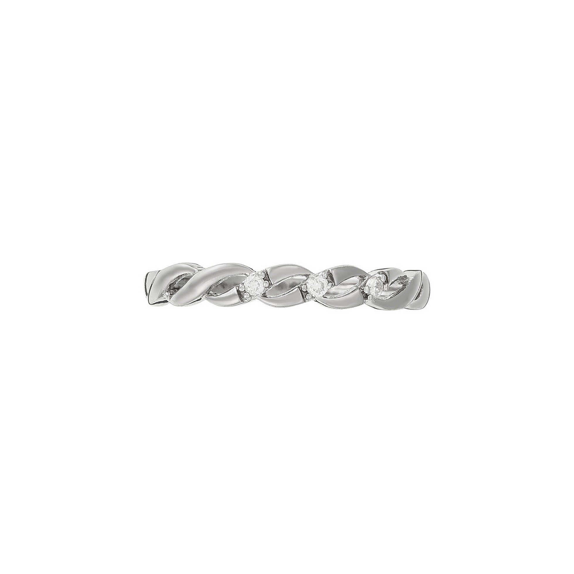 Anillo de diamantes "Beautiful Twist" 0.03/3 - Oro blanco 375/1000