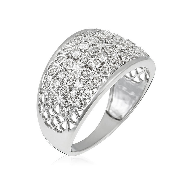 Bague "Flower Explosion" Diamants 0,33/56 - Or Blanc 375/1000