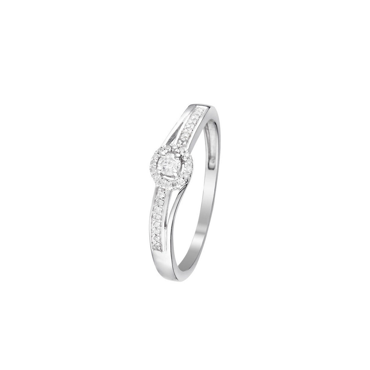 Anello "Bellezza divina" con diamanti 0,12/33 - Oro bianco 375/1000