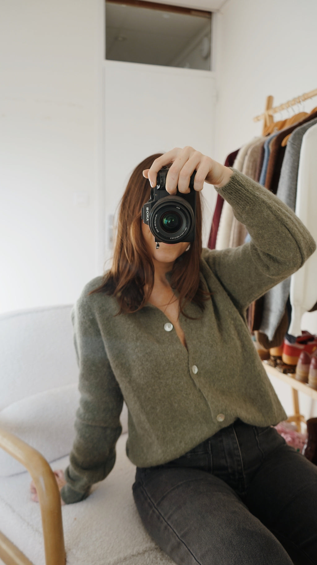 Strickpullover aus Wolle Léonie Olive
