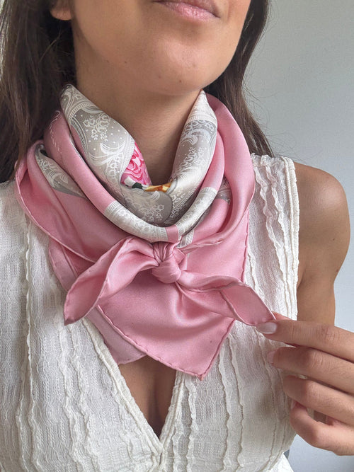 Christian Dior - Bufanda - Estampado floral y lazos rosas