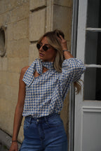 Pearl Gingham Blouse - Blue