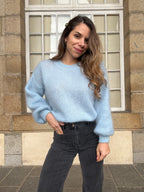 Gaia Ice Blue Mohair and Wool Knitwear