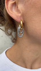 Multiple Oval X Hoop Earrings
