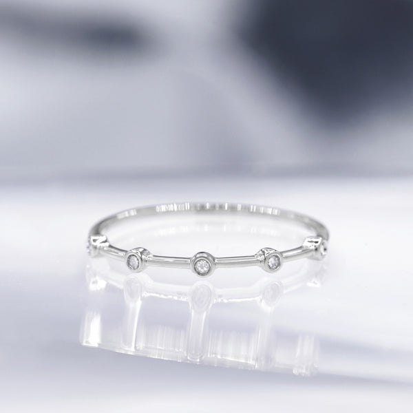 Bague "Ensemble" D0,03/5 - Or Blanc 375/1000