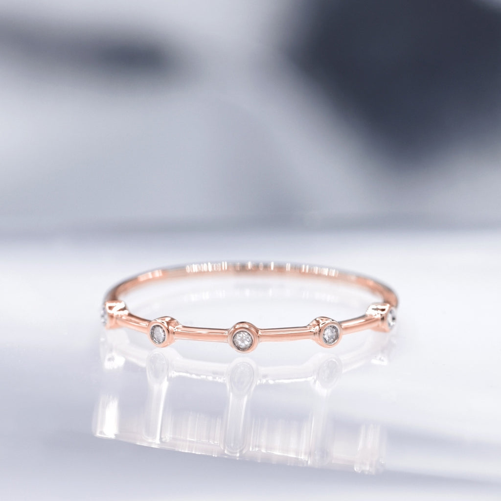 Anillo de diamantes "Ensemble" 0.03/5 - Oro rosa 375/1000