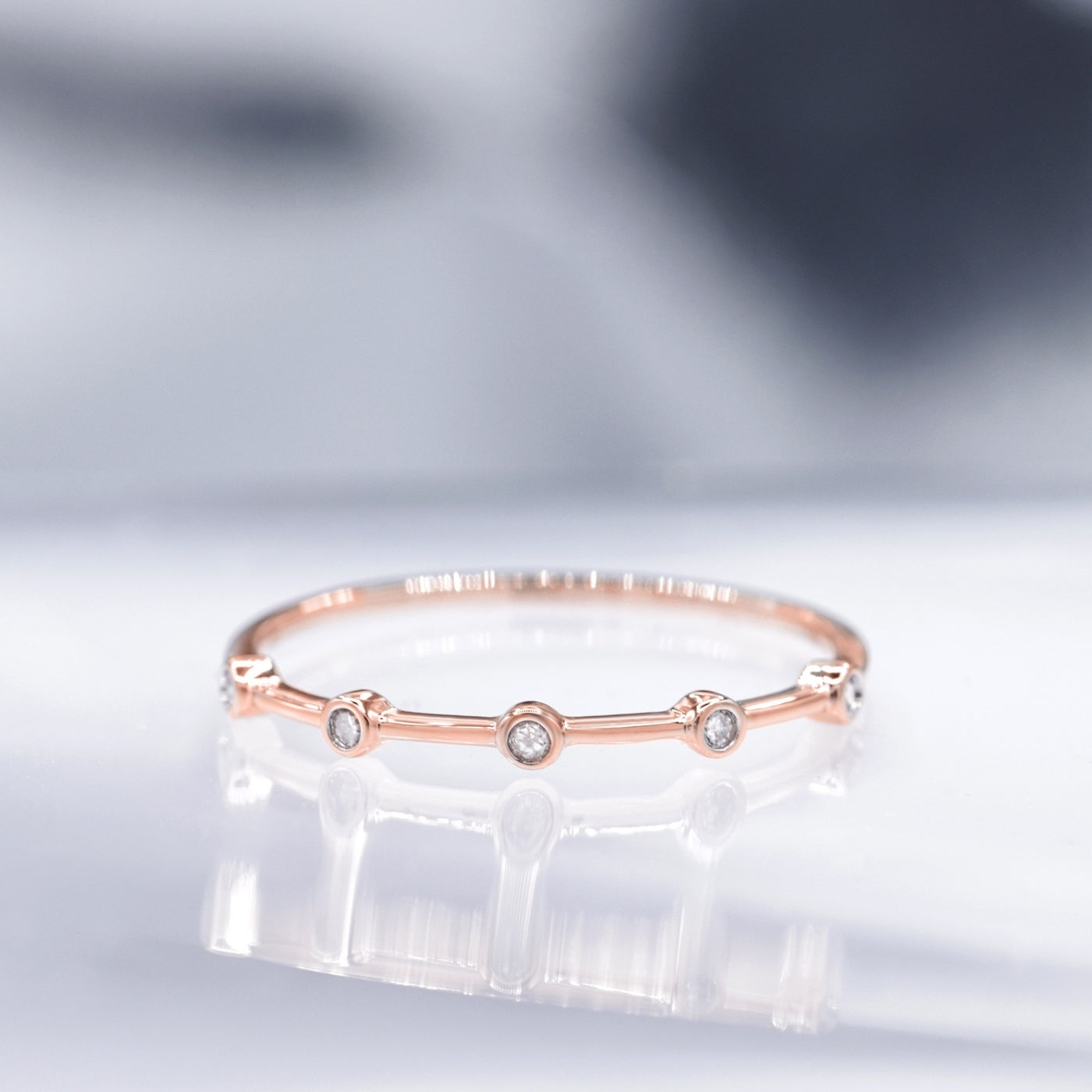 Anillo de diamantes "Ensemble" 0.03/5 - Oro rosa 375/1000