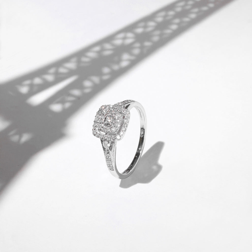 Anillo "Nerea" D0,25/47 - Oro blanco 375/1000