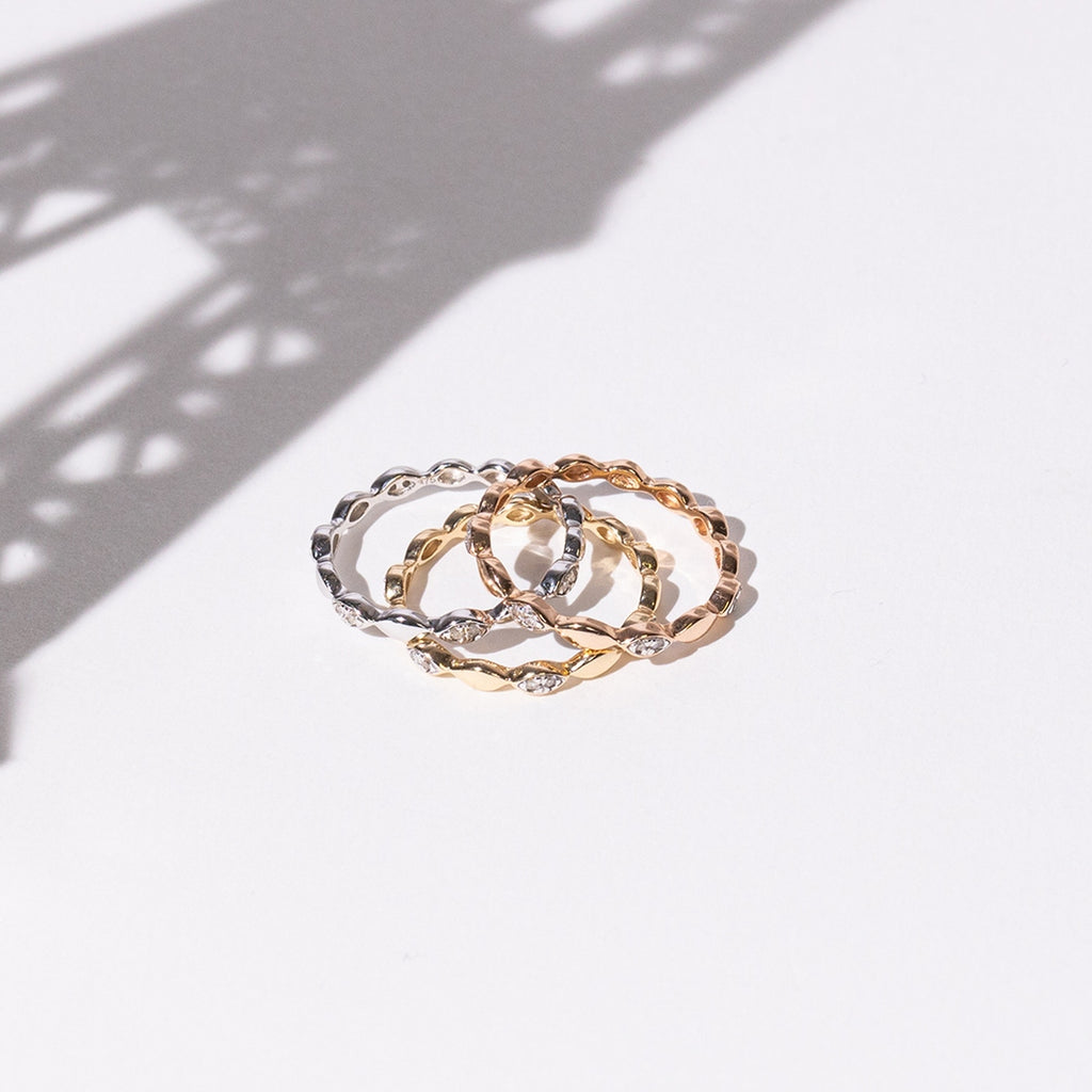 Bague "Trinity" D0,15/26 - Or Tricolore 375/1000