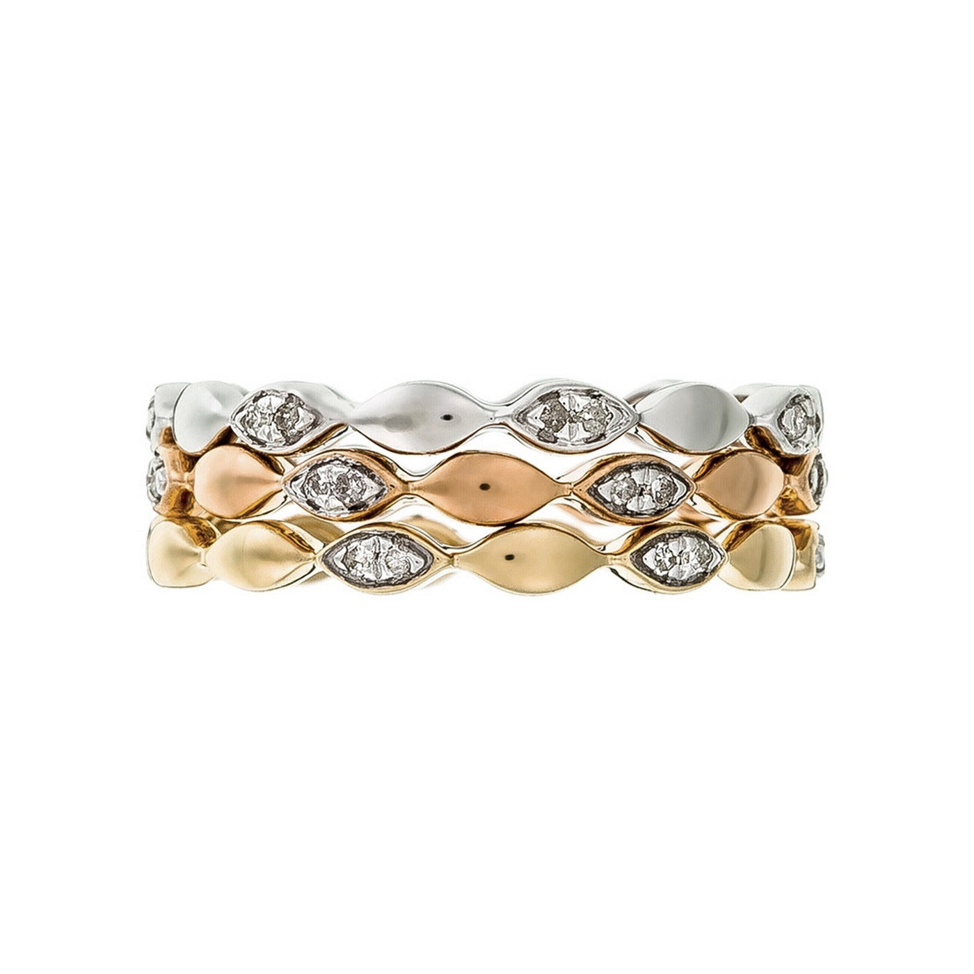 Bague "Trinity" D0,15/26 - Or Tricolore 375/1000
