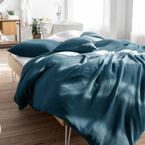 Housse De Couette Simplement Gaufré - Bleu Paon