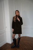 Robe En Velours Cristelle - Kaki