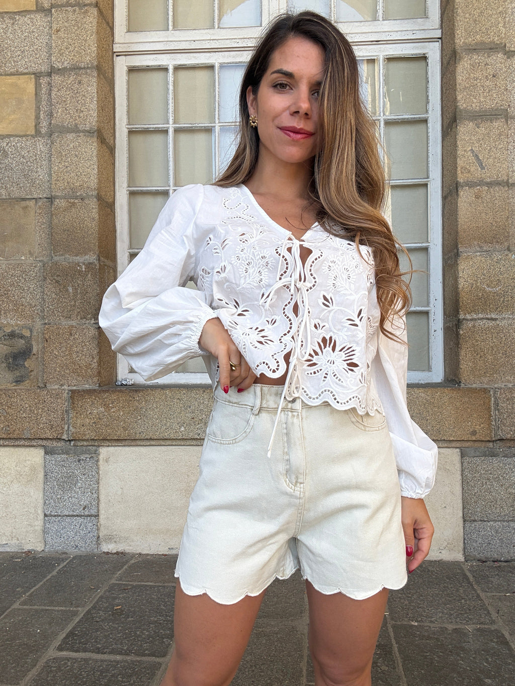 Short en jean Pippa beige