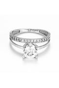 Bague "Majestueuse" Or Blanc 375/1000 Et Zirconium