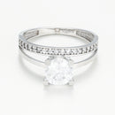 Bague "Majestueuse" Or Blanc 375/1000 Et Zirconium