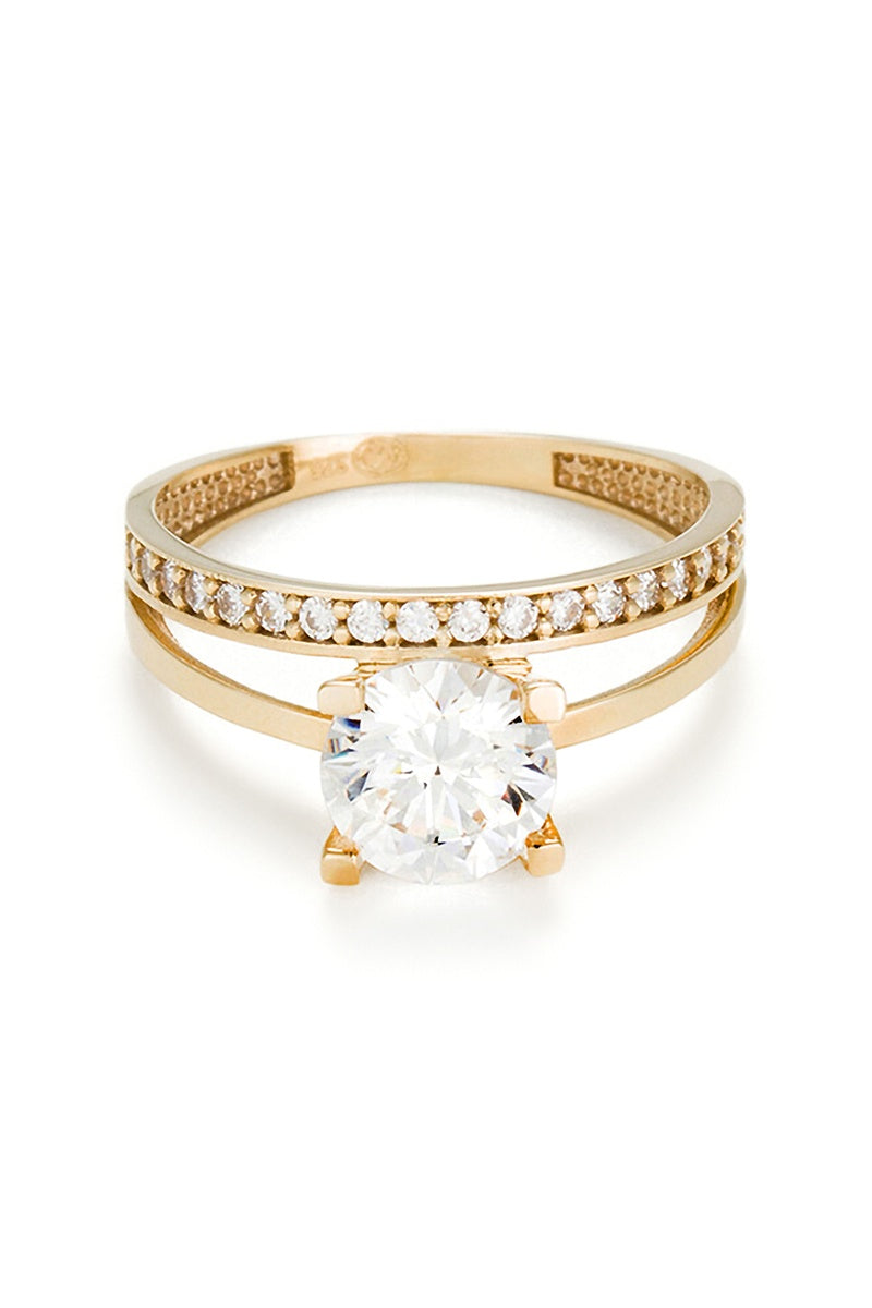 Bague "Majestueuse" Or Jaune 375/1000 Et Zirconium