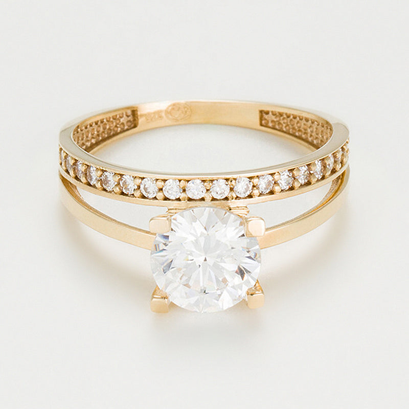 Bague "Majestueuse" - Or Jaune 375/1000 Et Zirconium