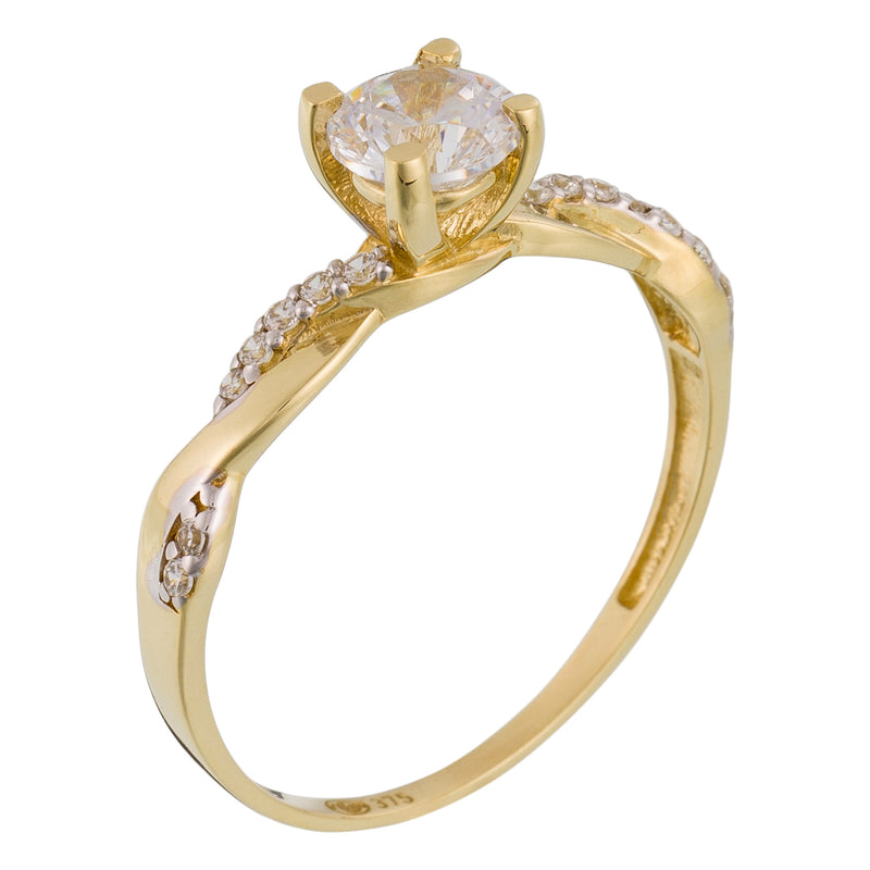 Bague "Solitaire Magnifique" Or Jaune 375/1000 et Zirconium