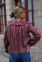 Olympe Stripe Blouse Burgundy
