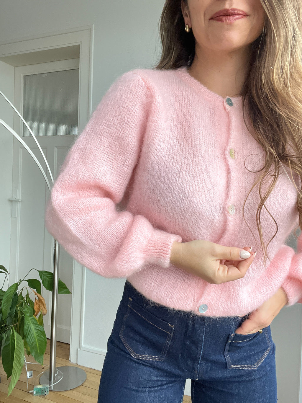 Jersey de punto de lana Bianca rosa