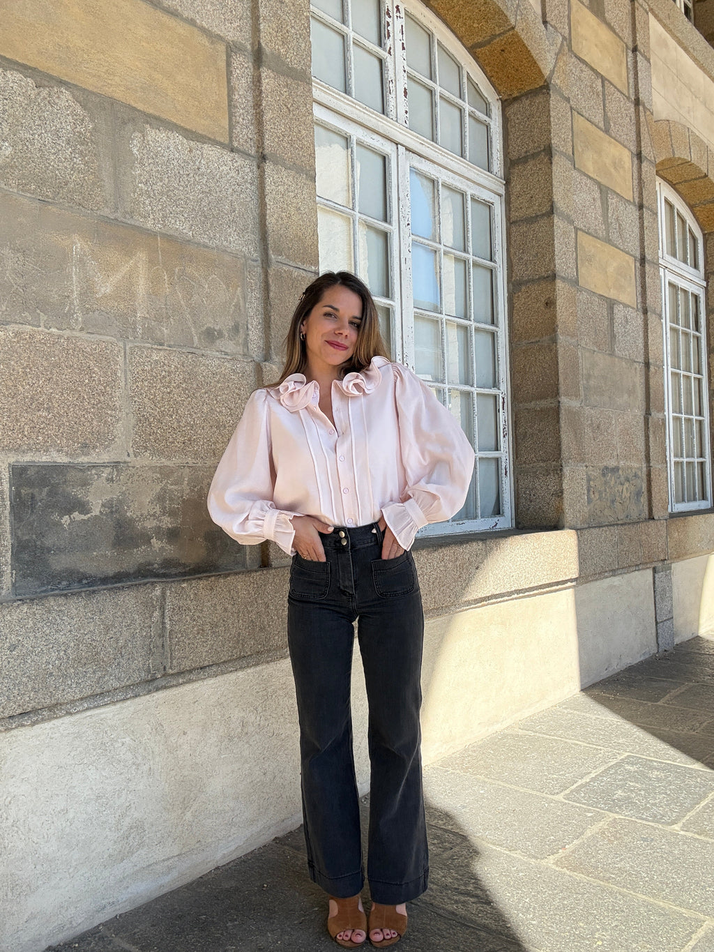Blusa marrón rosa suave