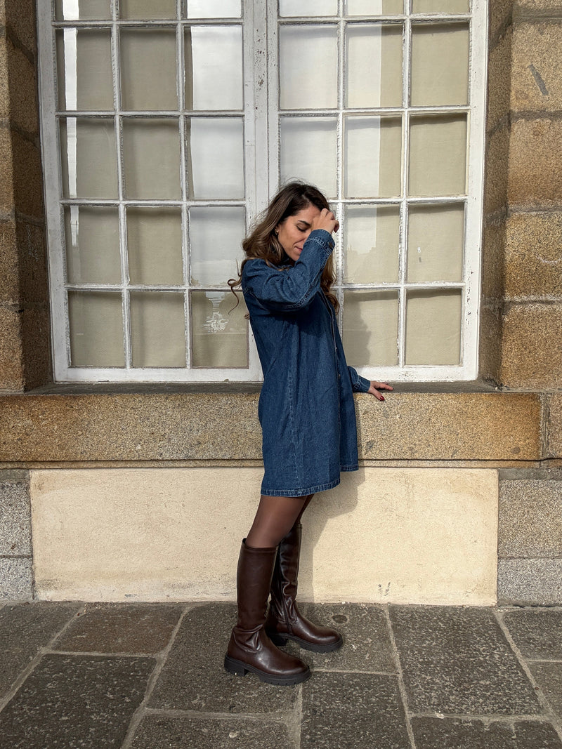 Robe En Jean Marion À Manches Longues