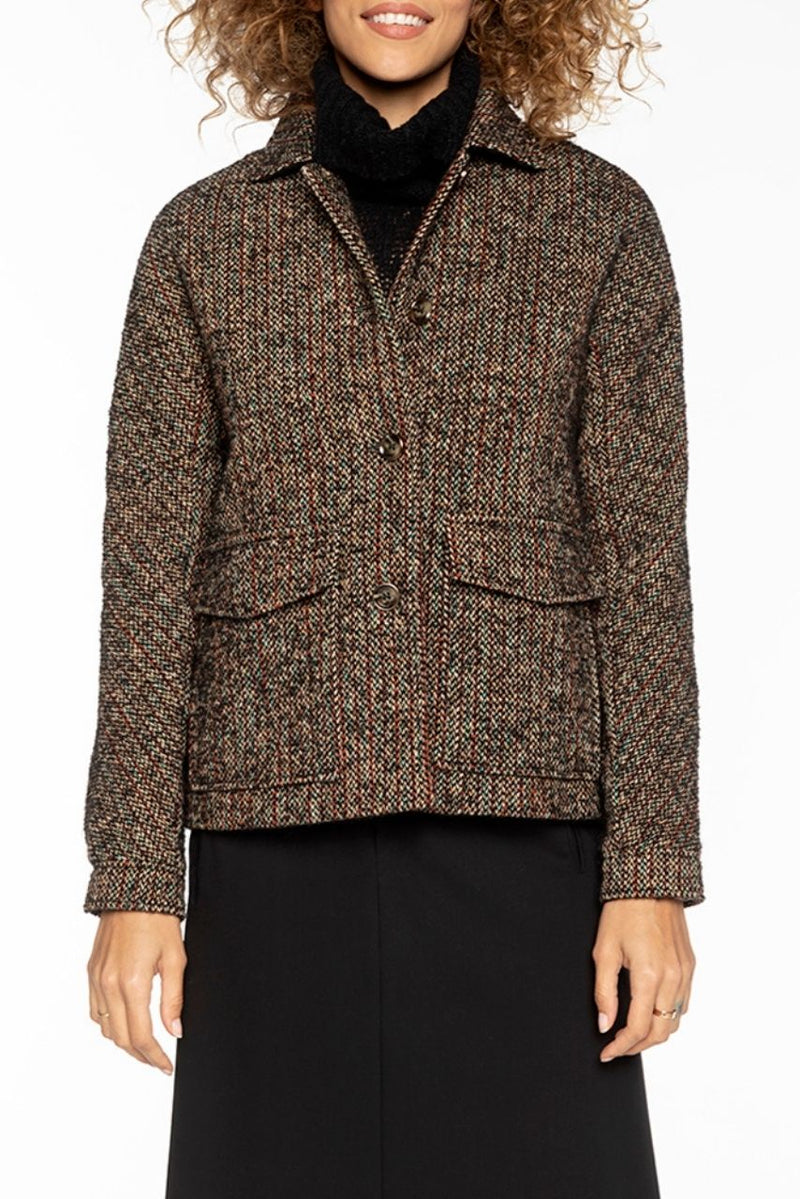 Veste Courte En Tweed Noir