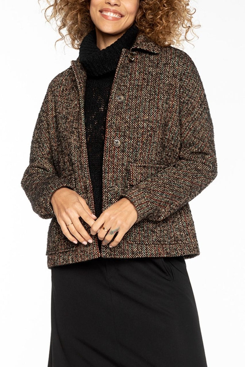 Veste Courte En Tweed Noir