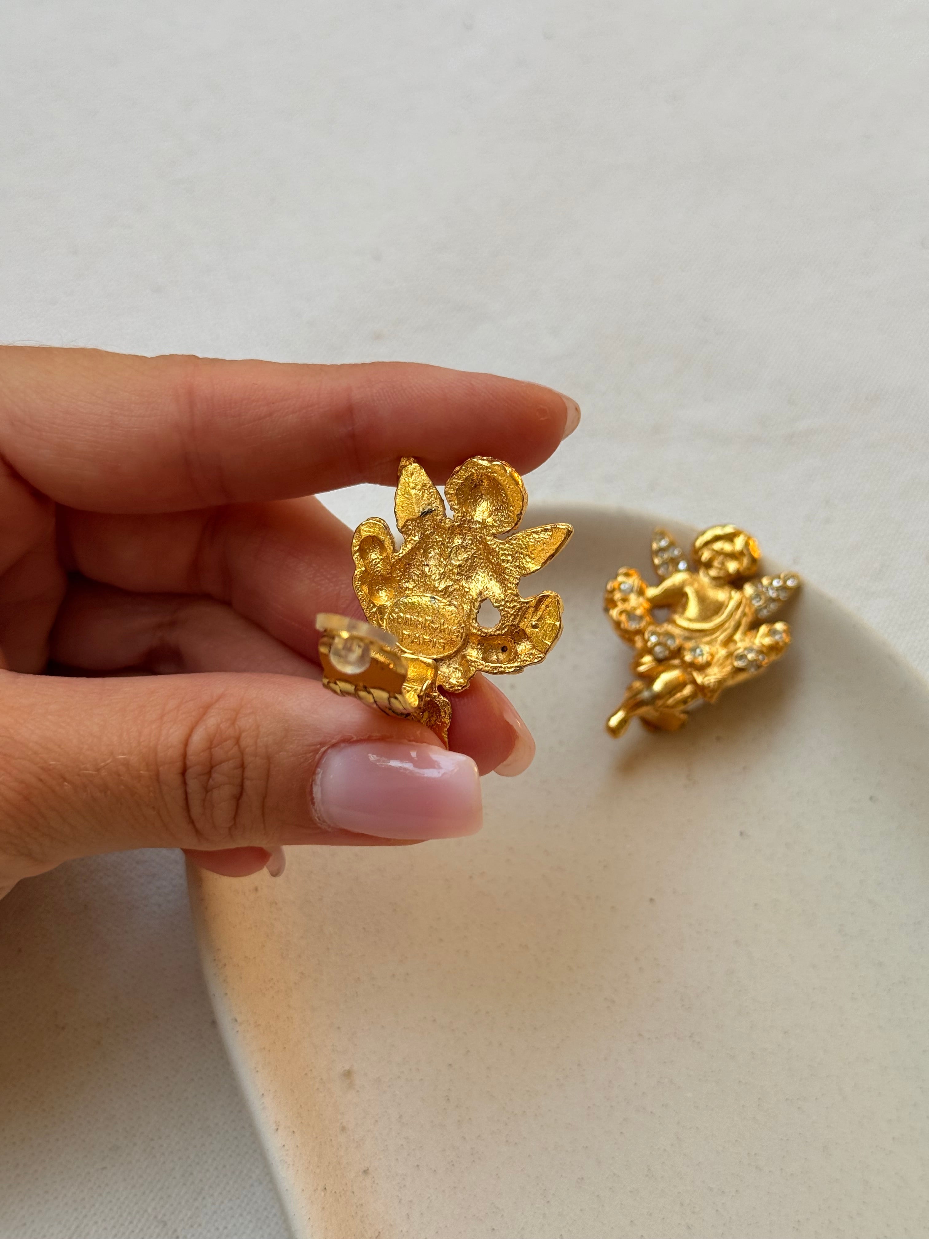 Pendientes Sonia Rykiel Vintage - Ángeles Adornados Con Strass