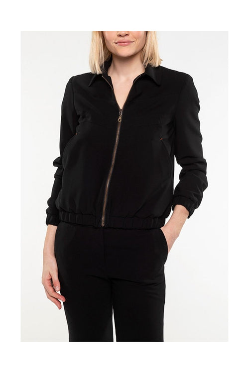 Blouson Noir En Tissu Fluide