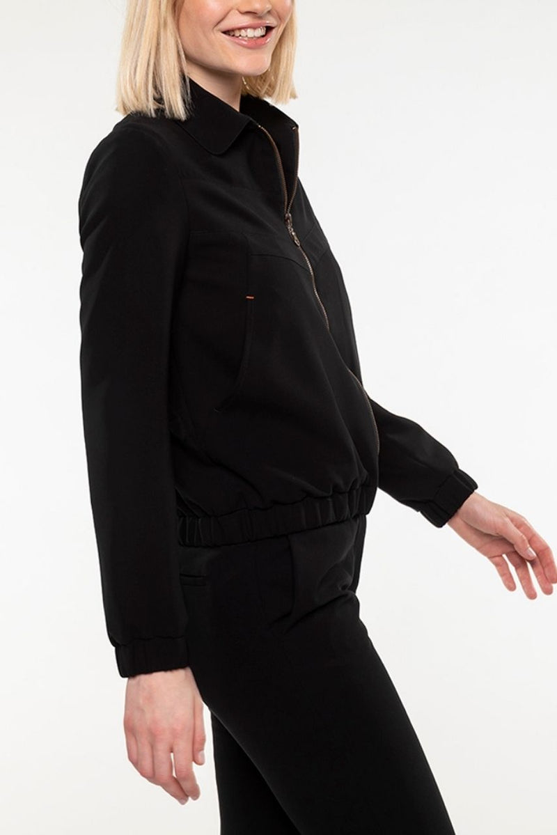 Blouson Noir En Tissu Fluide