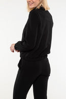 Blouson Noir En Tissu Fluide