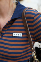 Antime Striped Polo Shirt Navy/Chocolate