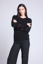 Strik med rund hals Bubbles Cachemire-hjerter Bea - Sort Flerfarvet Lurex - Dame - 100% kashmir
