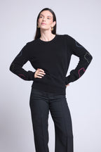 Strik med rund hals Bubbles Cachemire-hjerter Bea - Sort Flerfarvet Lurex - Dame - 100% kashmir