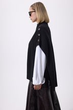 Poncho med knappar F Becky - Svart - Dam