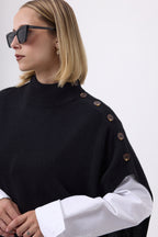 Poncho med knappar F Becky - Svart - Dam