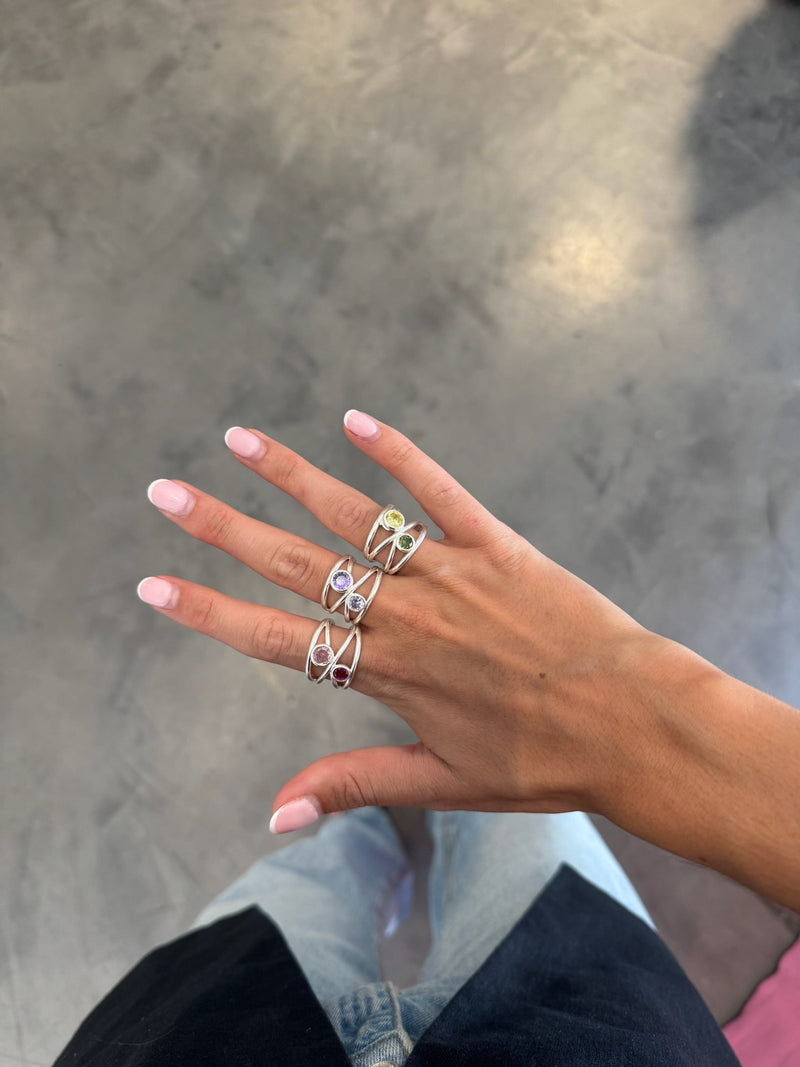 Anillo Love Verde Plata